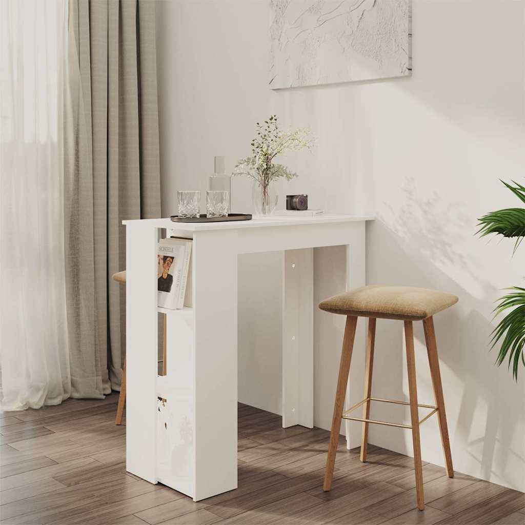 809458 vidaXL Bar Table with Shelf White 102x50x103,5 cm Engineered Wood