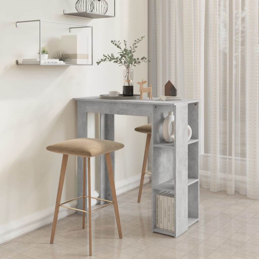 vidaXL Bar Table with Shelf Concrete Grey 102x50x103.5 cm Engineered Wood