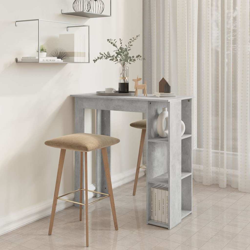 Bar Table with Shelf Concrete Grey 102x50x103.5 cm