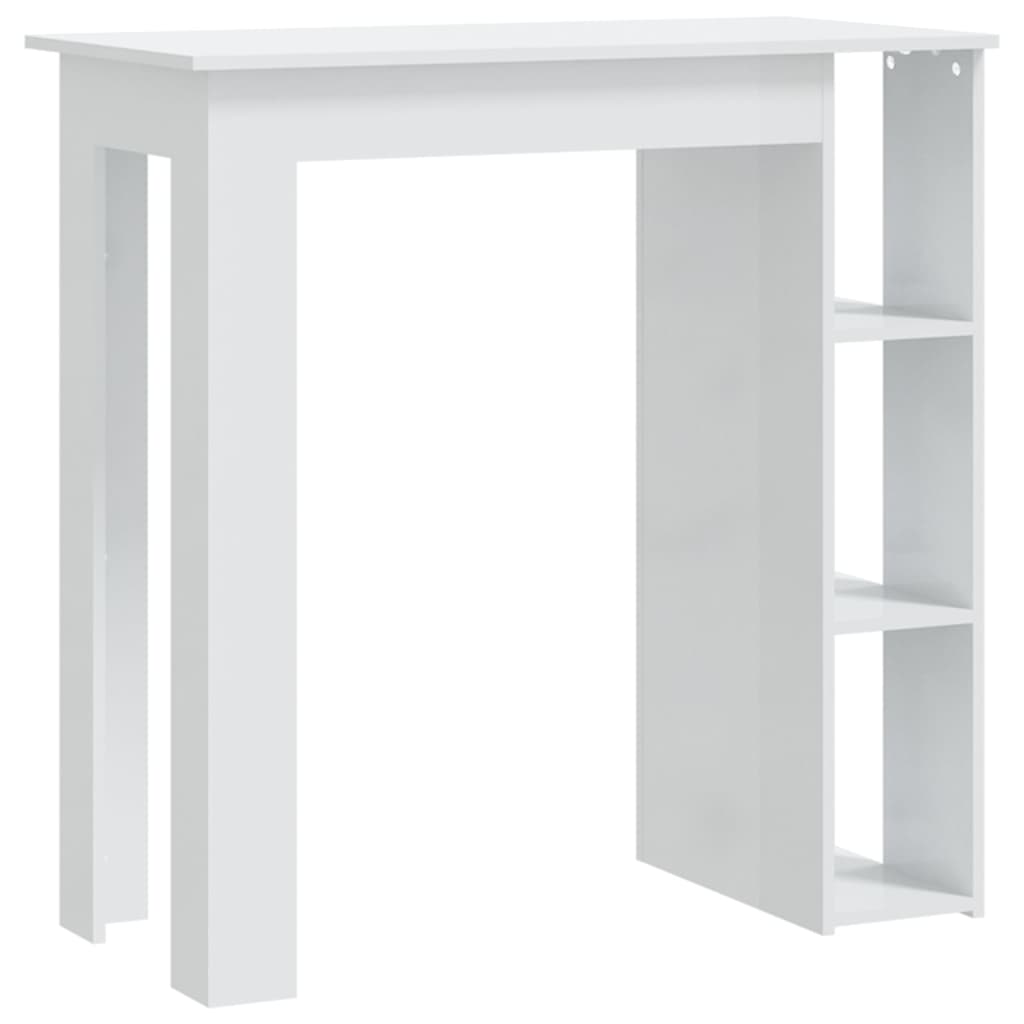 vidaXL Bar Table with Shelf High Gloss White 102x50x103.5 cm Engineered Wood