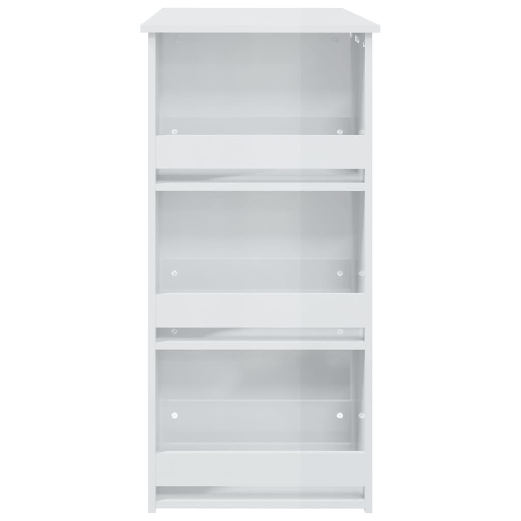 vidaXL Bar Table with Storage Rack High Gloss White 102x50x103.5 cm