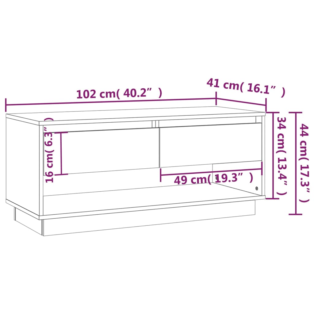 vidaXL TV Cabinet Concrete Grey 102x41x44 cm Engineered Wood