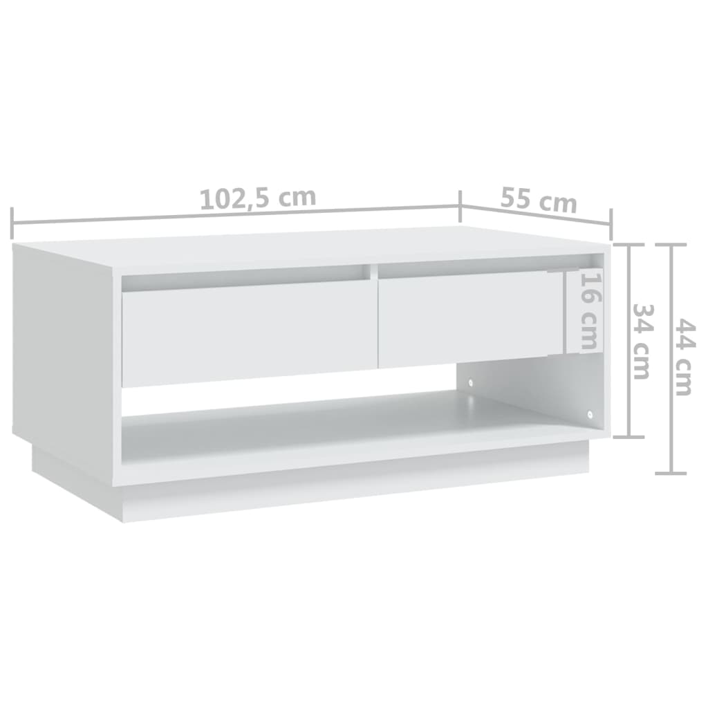 Table basse Blanc 102,5x55x44 cm Bois d'ingénierie