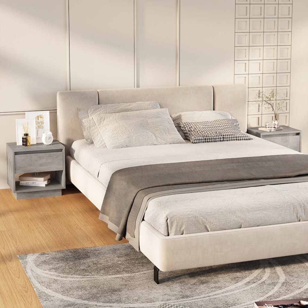 Bedside Cabinets 2 pcs Concrete Grey 45x34x44cm Engineered Wood