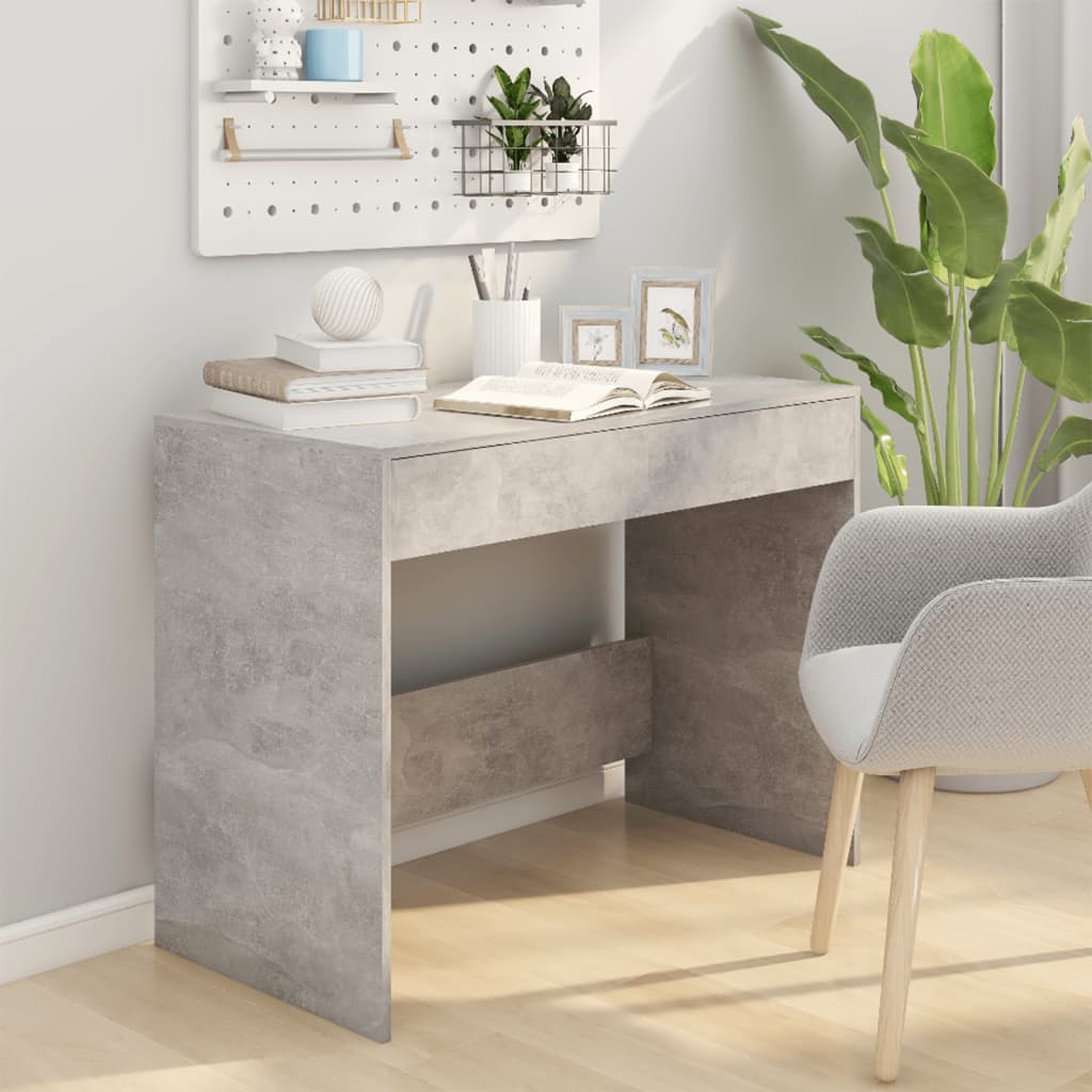 vidaXL Desk Concrete Grey 101x50x76.5 cm Engineered Wood