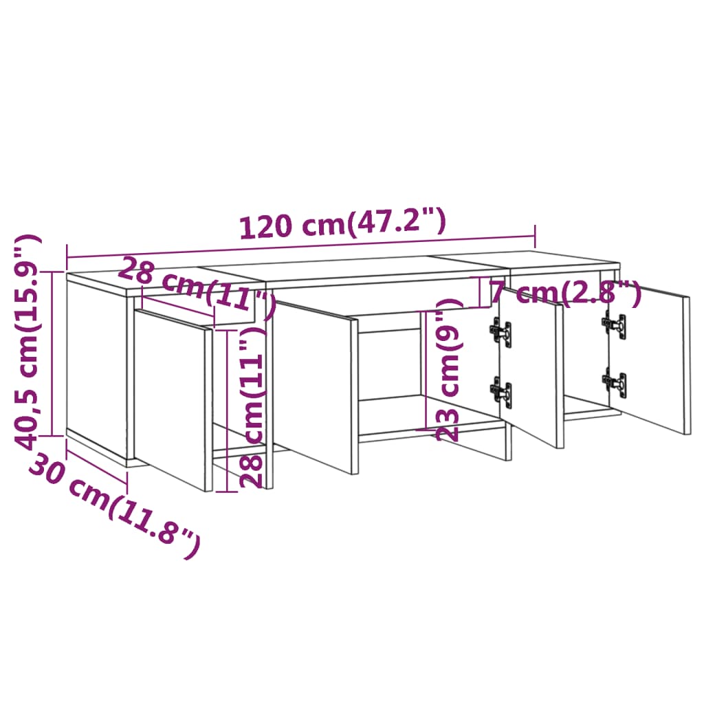 vidaXL TV Cabinet Concrete Grey 120x30x40.5 cm Engineered Wood