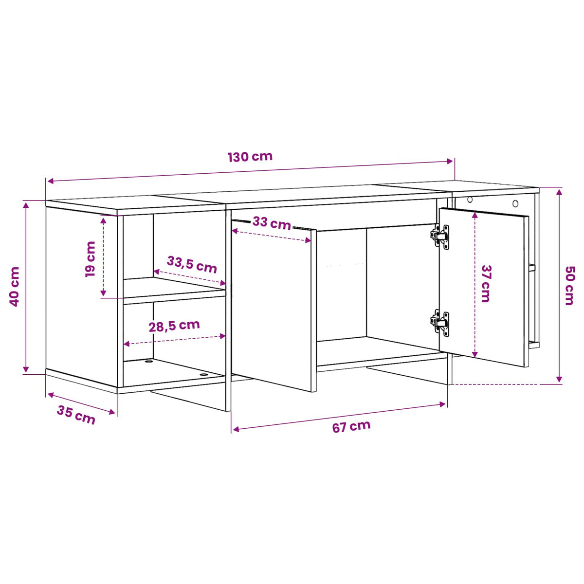 TV Cabinet Sonoma Oak 130x35x50 cm Engineered Wood