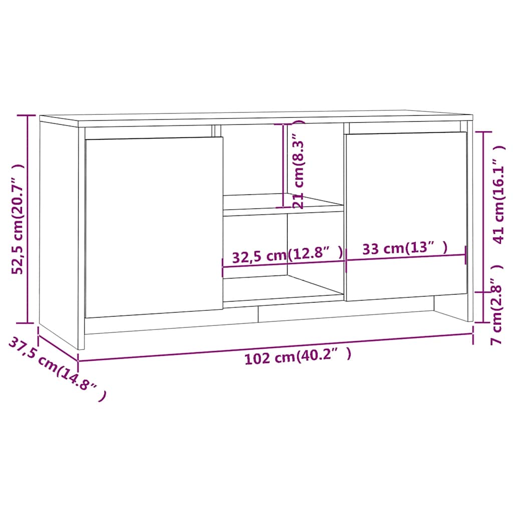 TV Cabinet Sonoma Oak 102x37.5x52.5 cm Engineered Wood