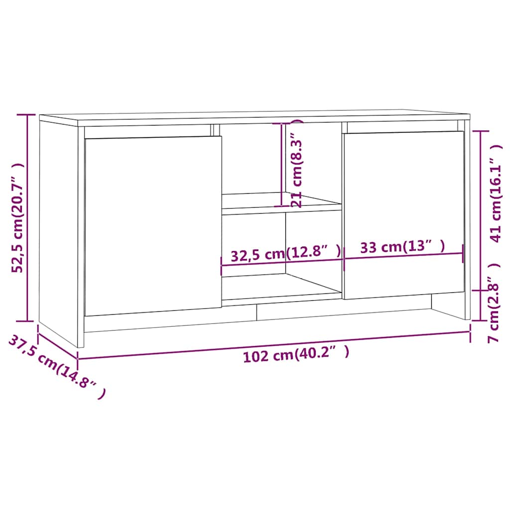 TV Cabinet Sonoma Oak 102x37,5x52,5 cm Engineered Wood