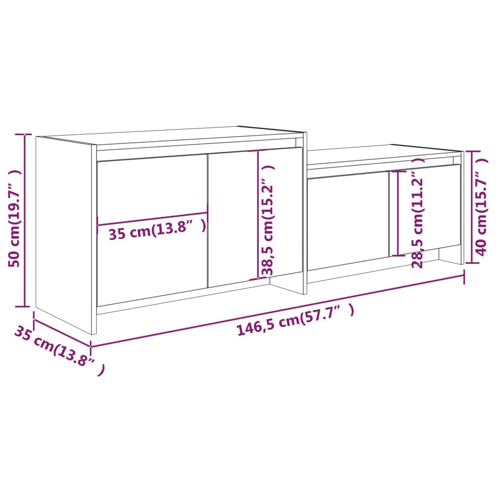 vidaXL TV Cabinet Concrete Grey 146.5x35x50 cm Engineered Wood