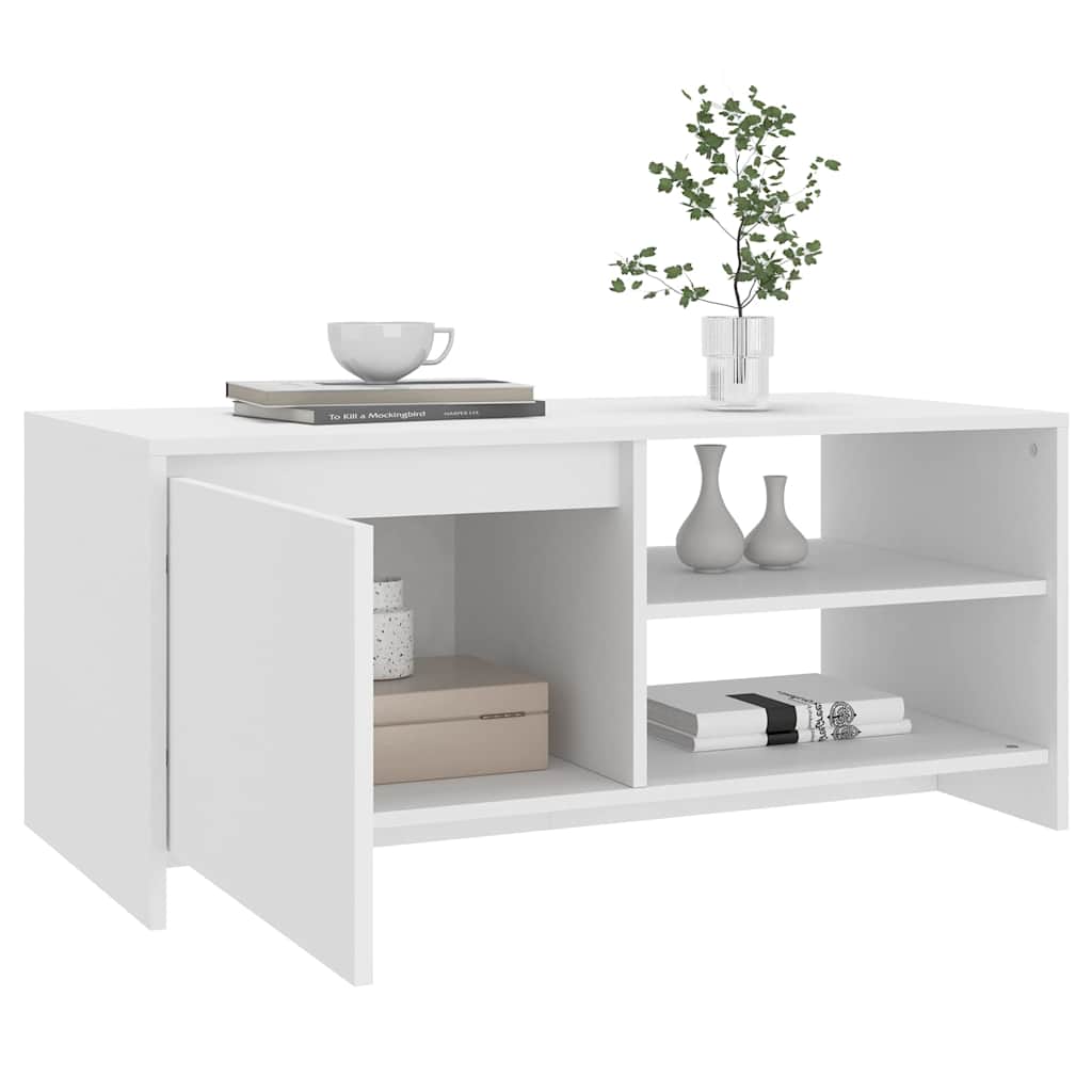 809827 vidaXL Coffee Table White 102x50x45 cm Engineered Wood