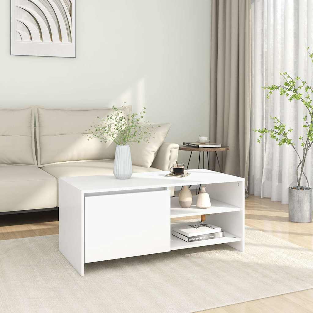 809827 vidaXL Coffee Table White 102x50x45 cm Engineered Wood