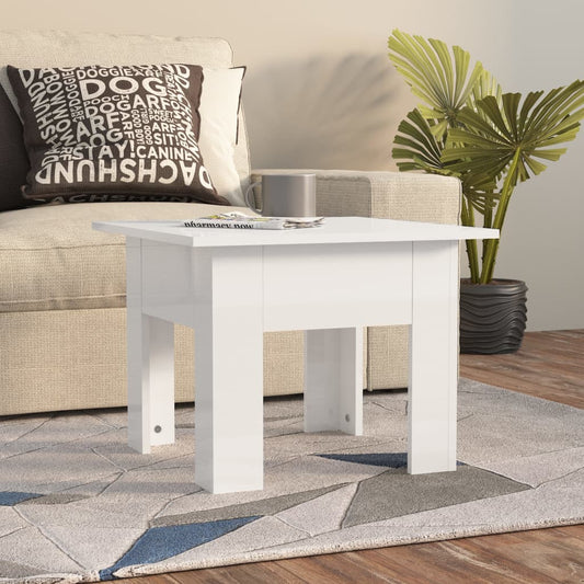 vidaXL Coffee Table High Gloss White 55x55x42 cm Engineered Wood