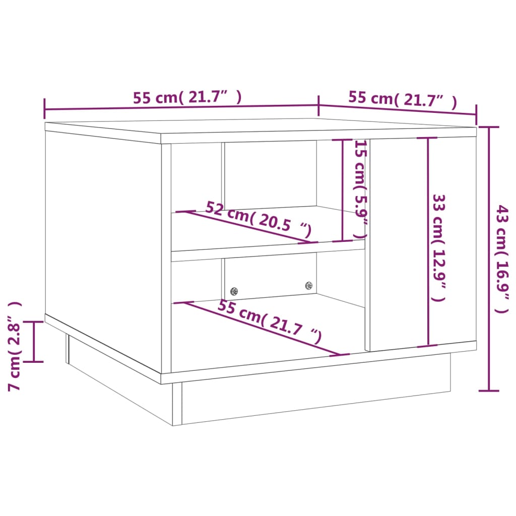 810289 vidaXL Coffee Table White 55x55x43 cm Engineered Wood