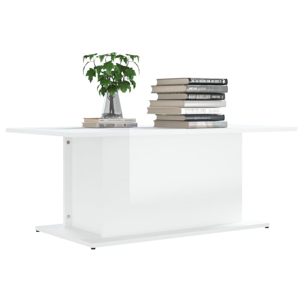 810313 vidaXL Coffee Table High Gloss White 102x55,5x40 cm Engineered Wood