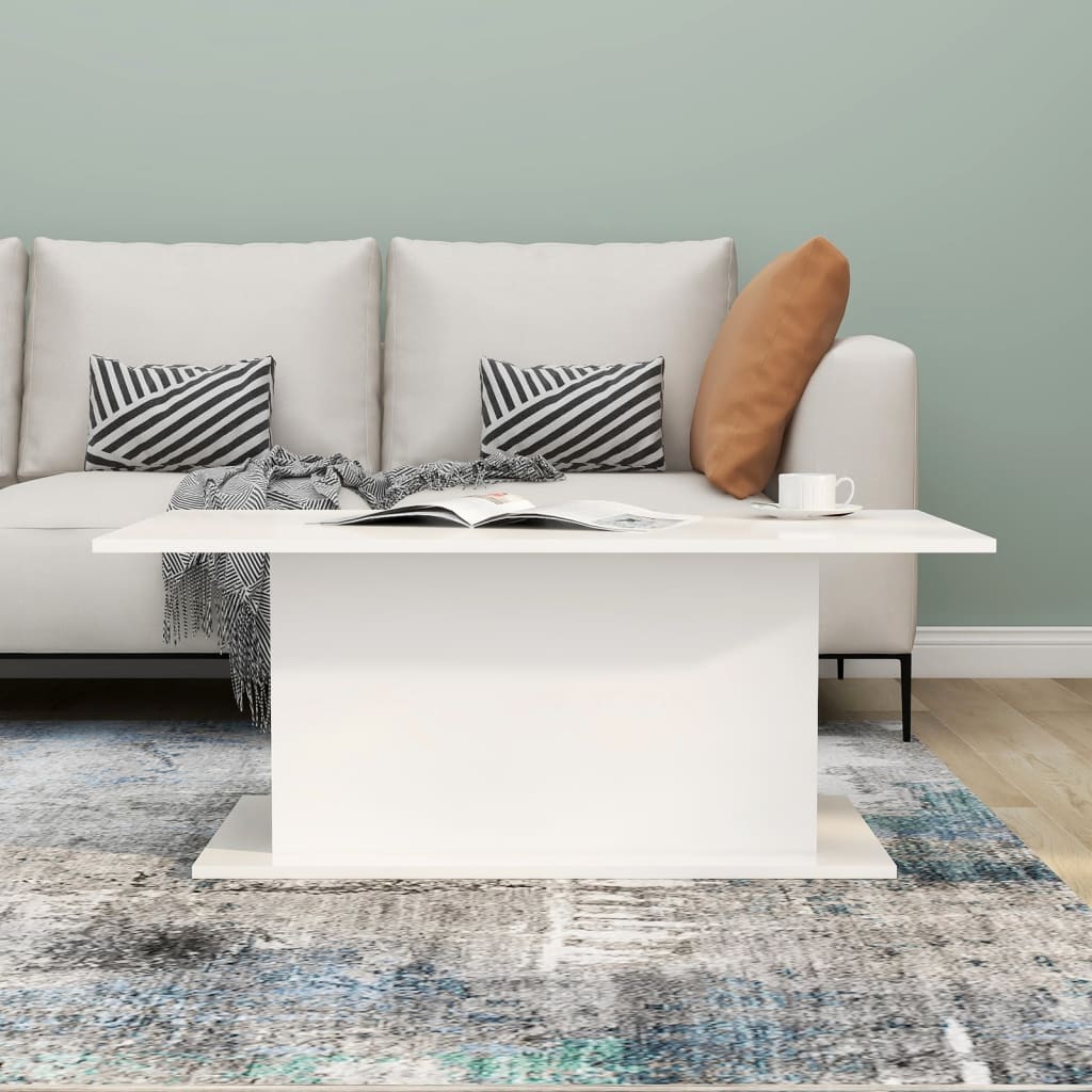 810313 vidaXL Coffee Table High Gloss White 102x55,5x40 cm Engineered Wood