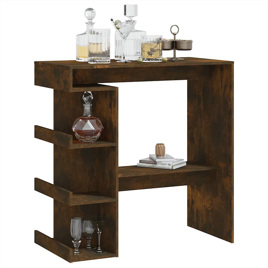 Bar Table with Storage Rack Smoked Oak 100x50x101.5cm