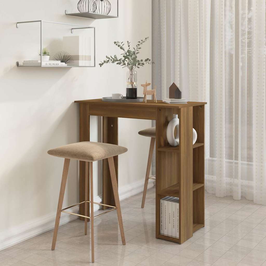 Bar Table with Shelf Brown Oak 102x50x103,5 cm Engineered Wood