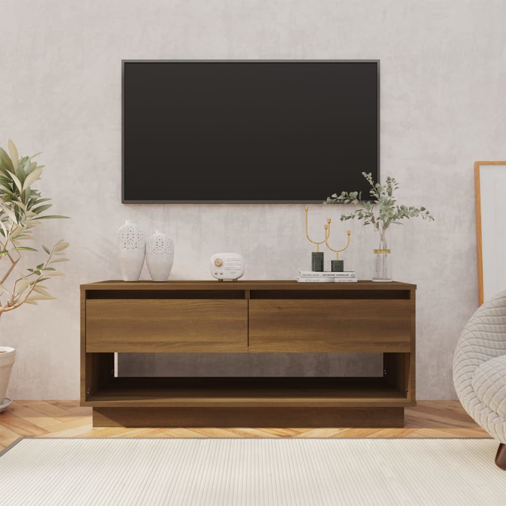 vidaXL TV Cabinet Brown Oak 102x41x44 cm Engineered Wood