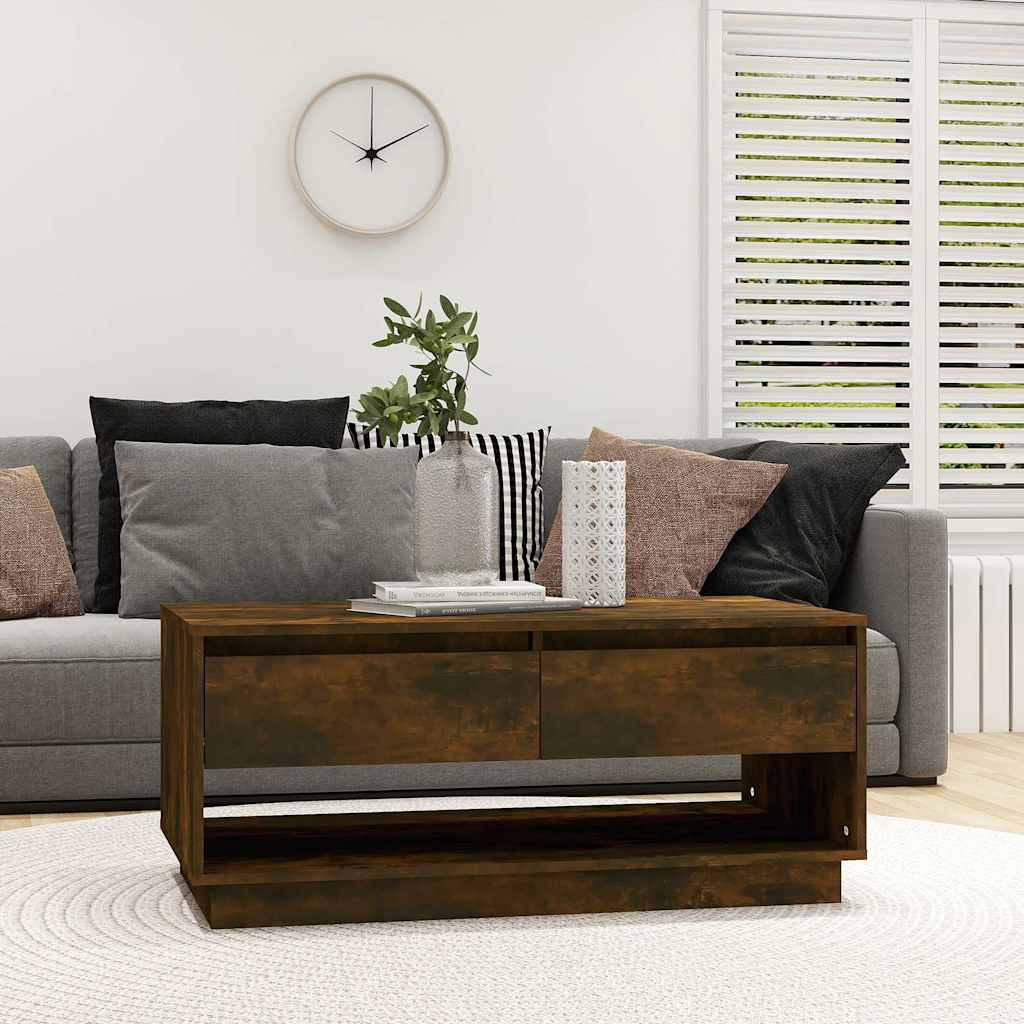 Coffee Table Smoked Oak 102,5x55x44 cm Engineered Wood