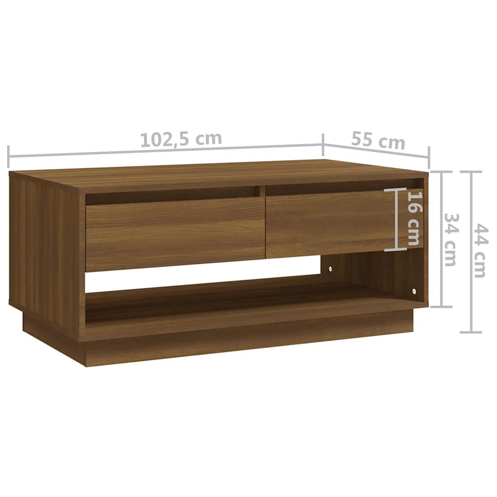 Coffee Table Brown Oak 102,5x55x44 cm Engineered Wood