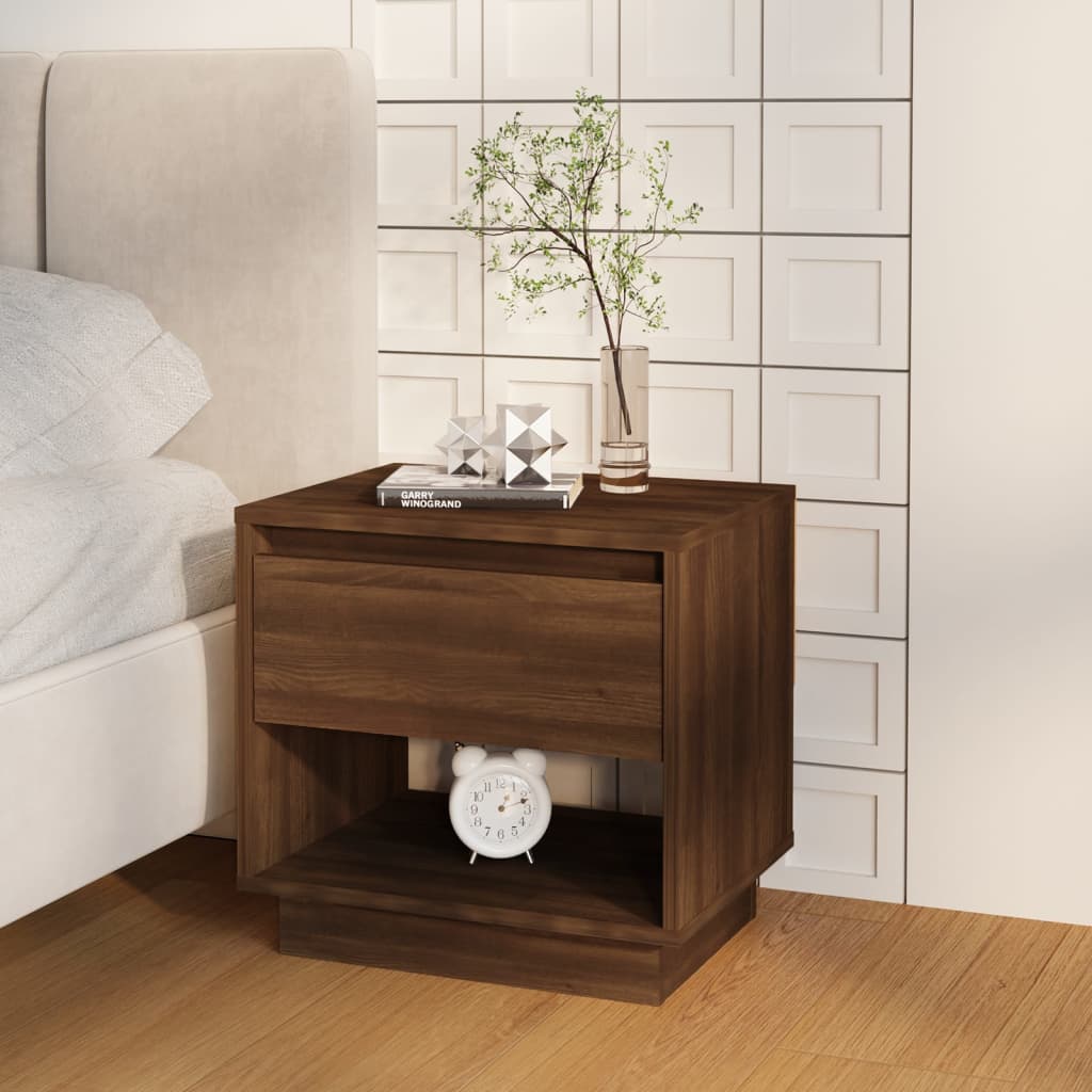 vidaXL Bedside Cabinet Brown Oak 45x34x44 cm Engineered Wood