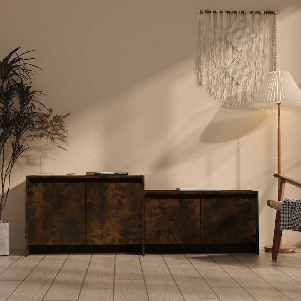 TV Cabinet Smoked Oak 146,5x35x50 cm Engineered Wood