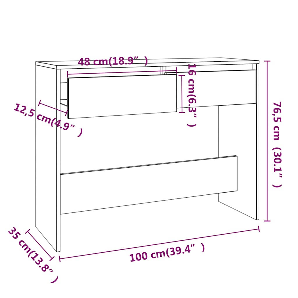 Console Table Grey Sonoma 100x35x76,5 cm Engineered Wood