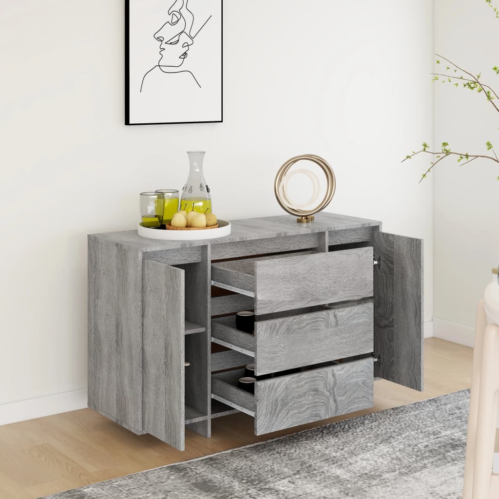 vidaXL Sideboard with 3 Drawers Grey Sonoma 120x41x75 cm Engineered Wood