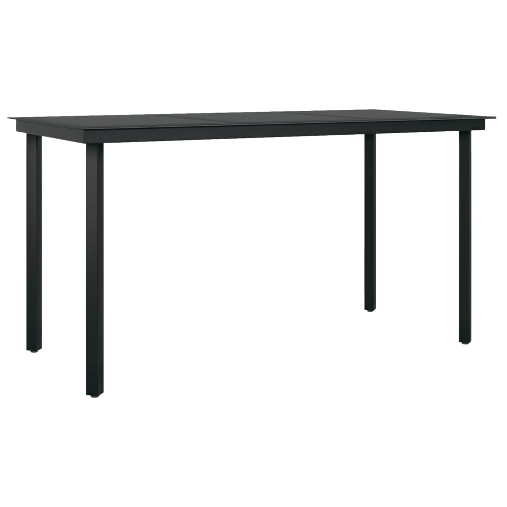 vidaXL Garden Dining Table Black 140x70x74 cm Steel and Glass