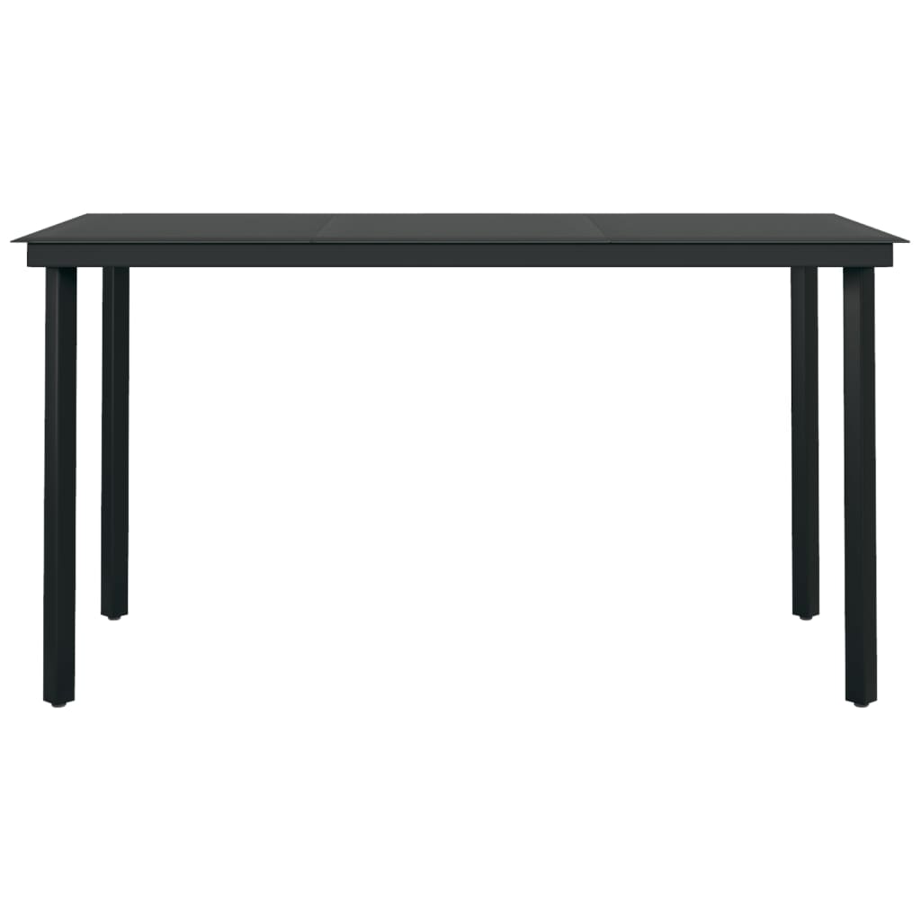 vidaXL Garden Dining Table Black 140x70x74 cm Steel and Glass