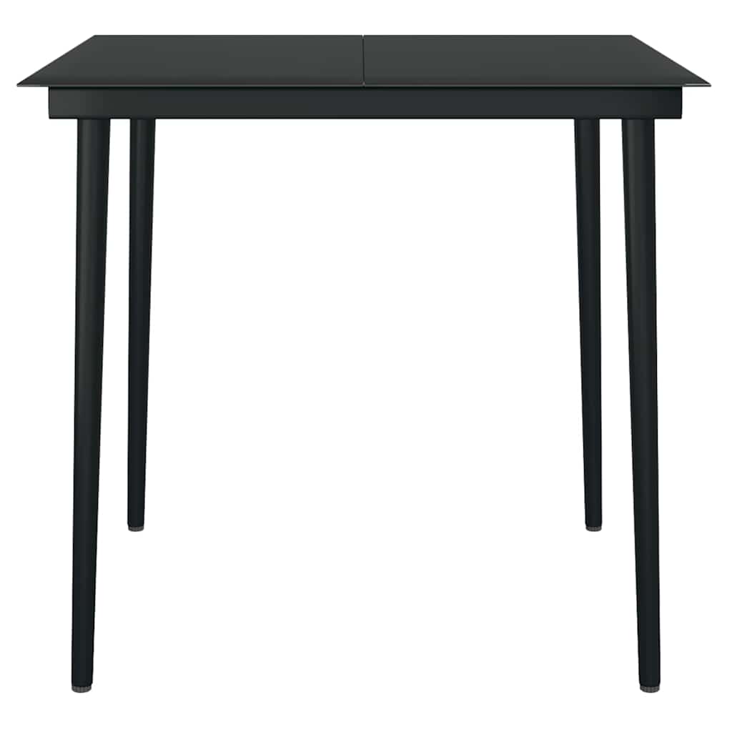 Garden Dining Table Black 80x80x74 cm Steel and Glass
