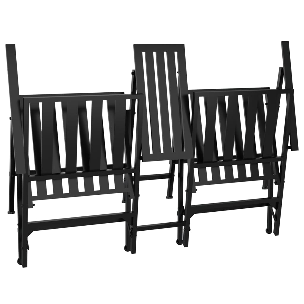 vidaXL Folding 2-Seater Garden Bench 137 cm Black Steel