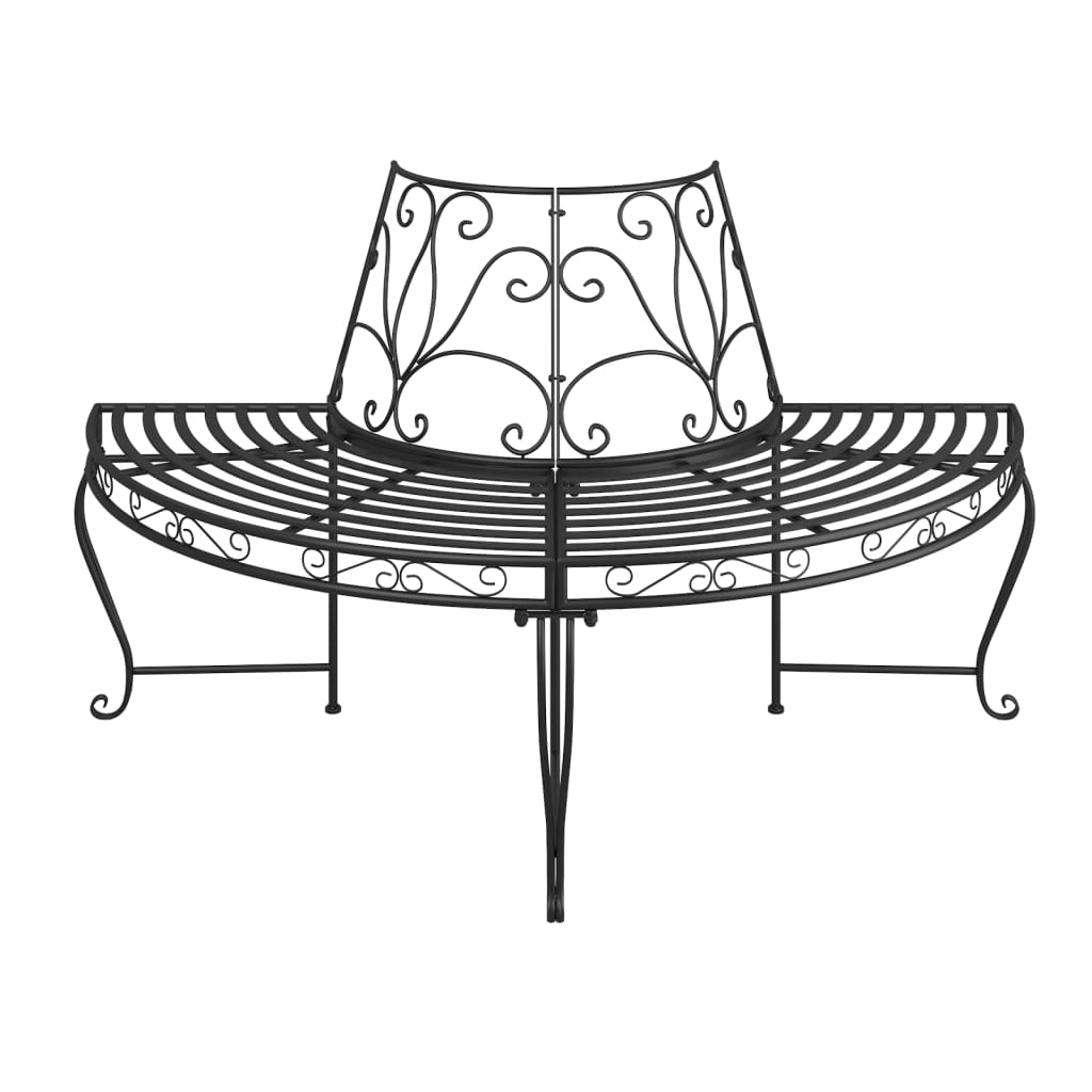 Tree Bench | Black | Steel | Half Round | Decorative Inlays