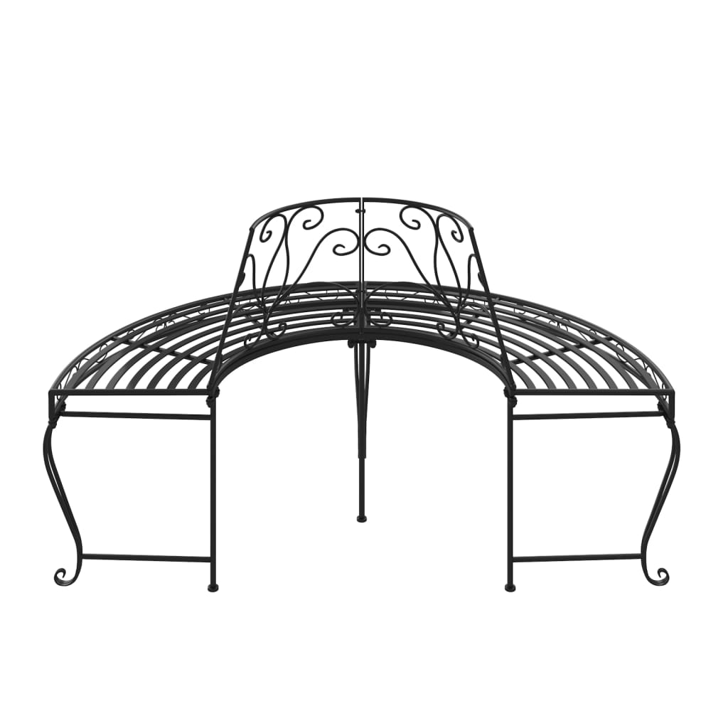 Tree Bench | Black | Steel | Half Round | Decorative Inlays