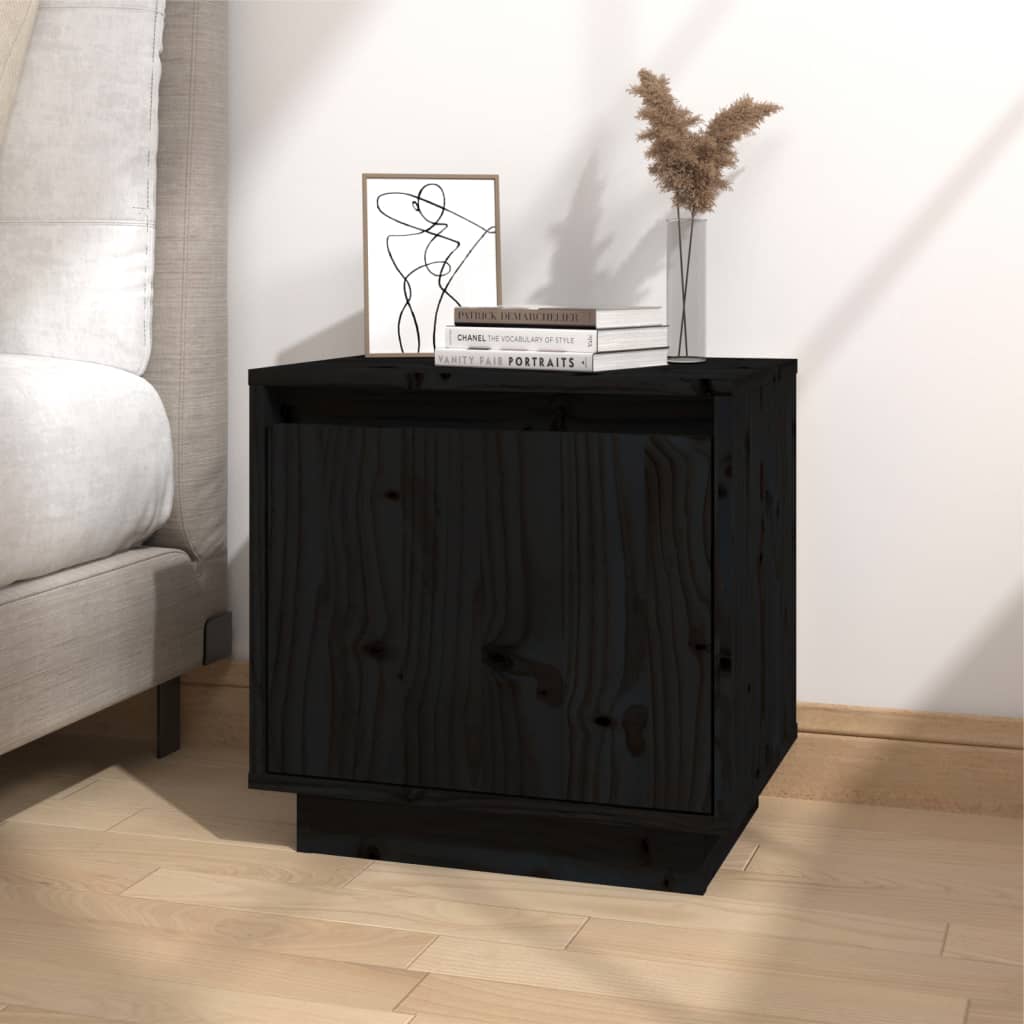 vidaXL Bedside Cabinets 2 pcs Black 40x30x40 cm Solid Wood Pine