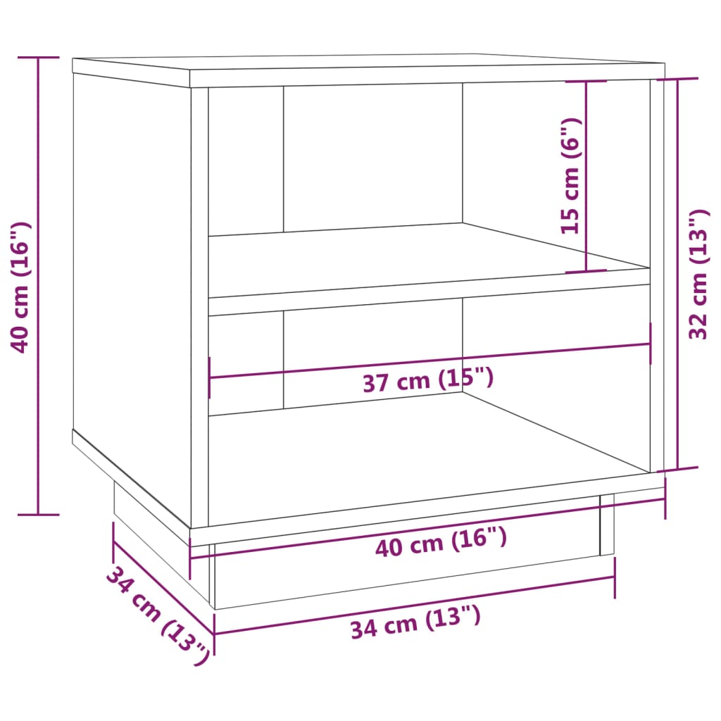 Bedside Cabinet White 40x34x40 cm Solid Wood Pine