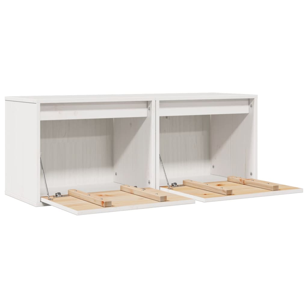 Wall Cabinets 2 pcs White 45x30x35 cm Solid Pinewood