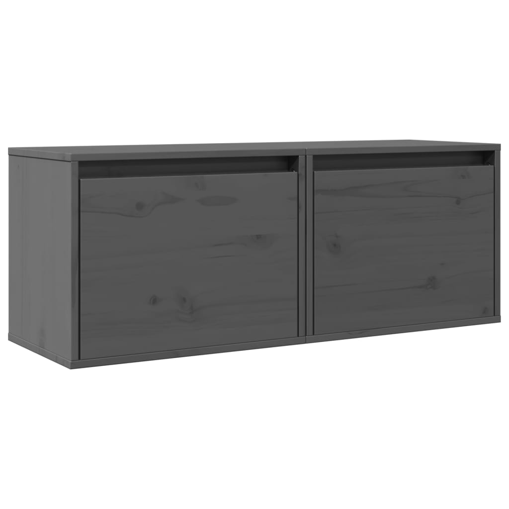 Wall Cabinets 2 pcs Grey 45x30x35 cm Solid Pinewood