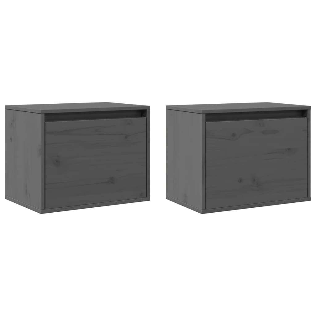 Wall Cabinets 2 pcs Grey 45x30x35 cm Solid Pinewood