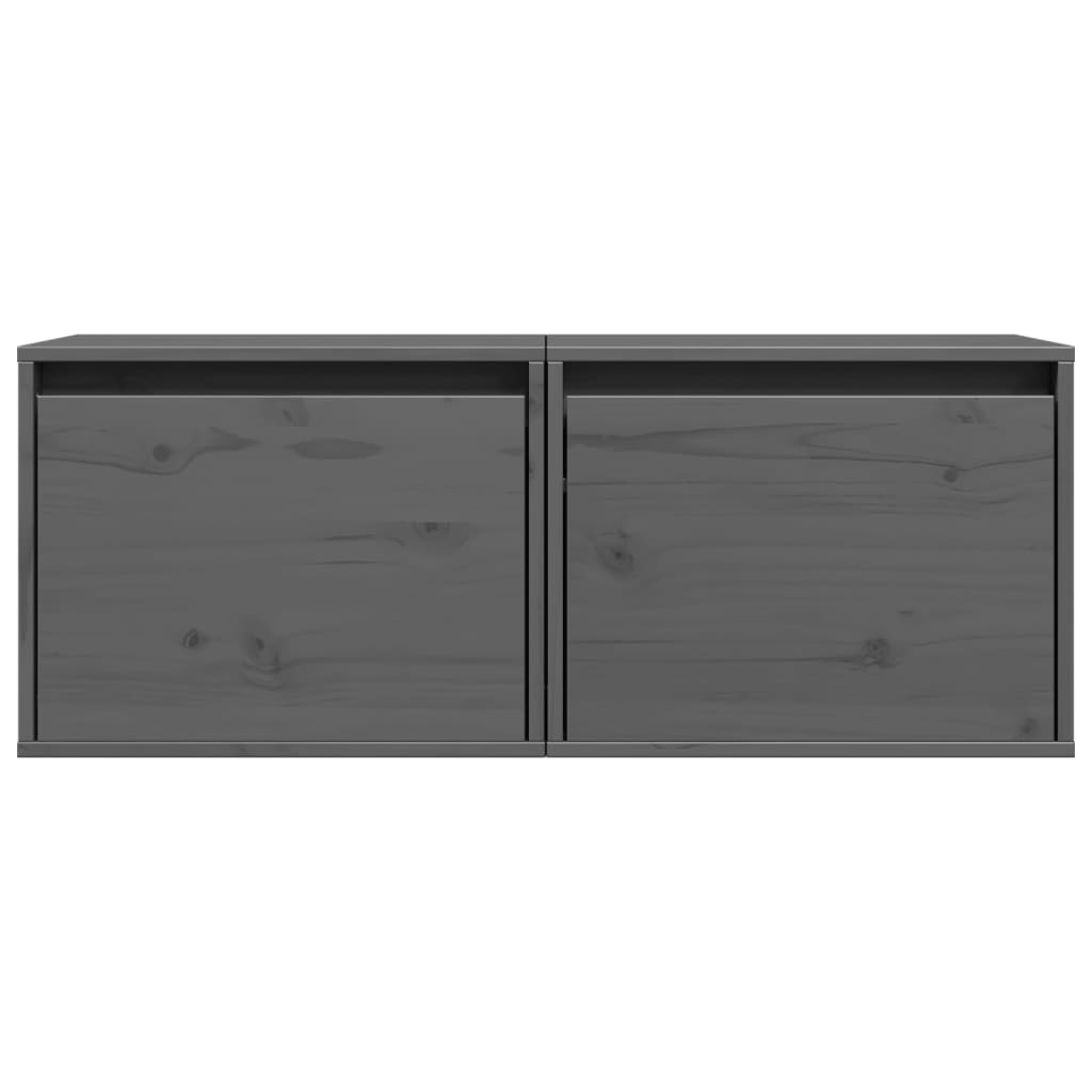 Wall Cabinets 2 pcs Grey 45x30x35 cm Solid Pinewood