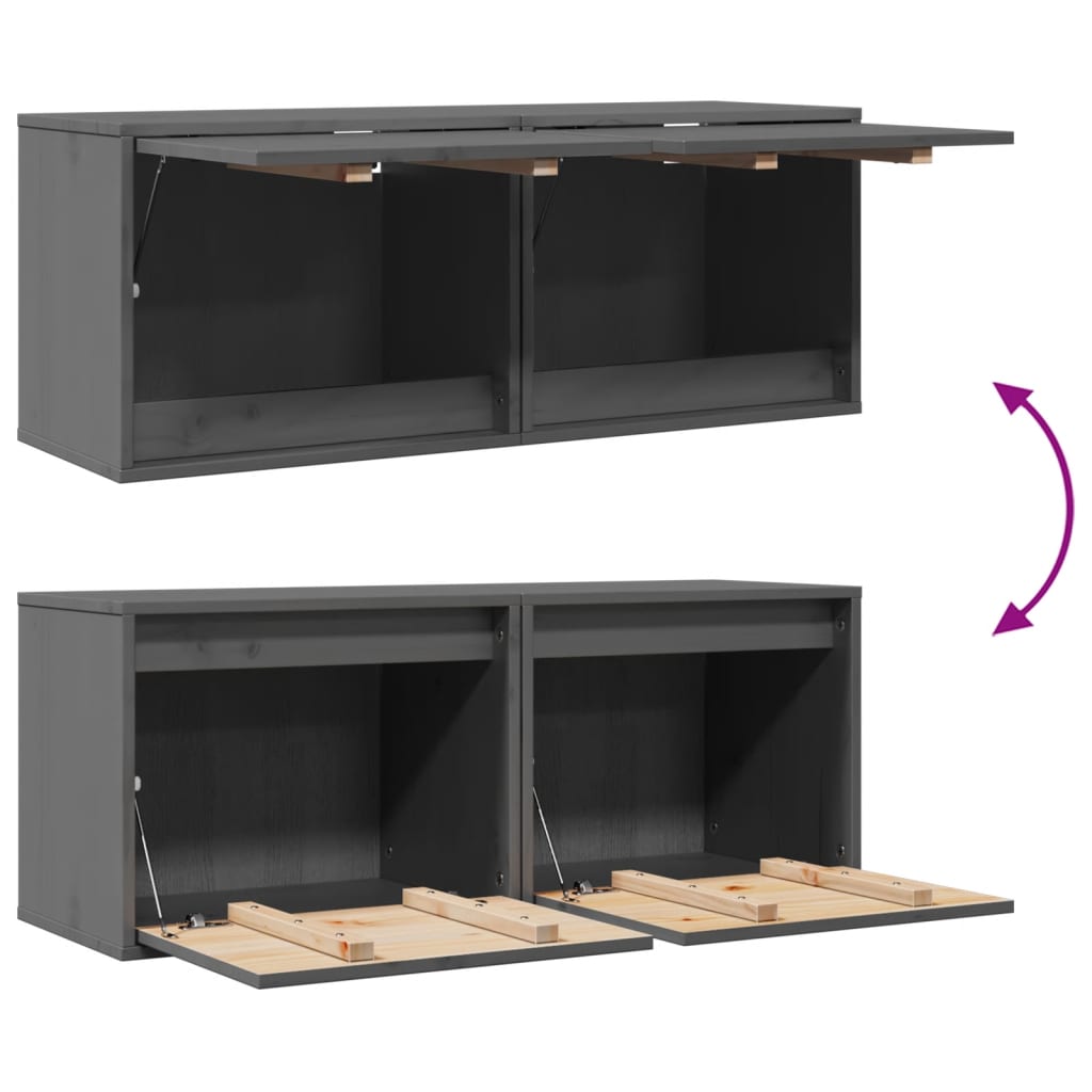 Wall Cabinets 2 pcs Grey 45x30x35 cm Solid Pinewood
