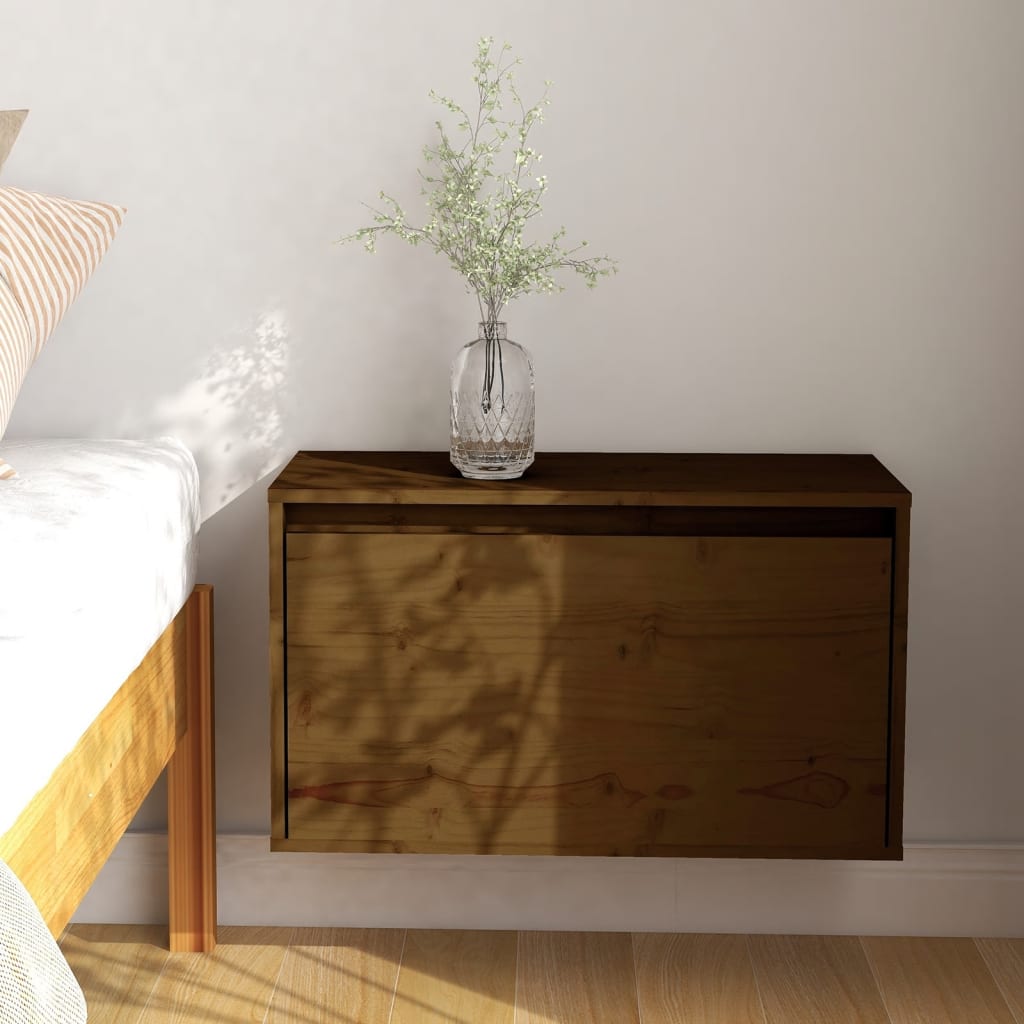 Wall Cabinet Honey Brown 60x30x35 cm Solid Pinewood