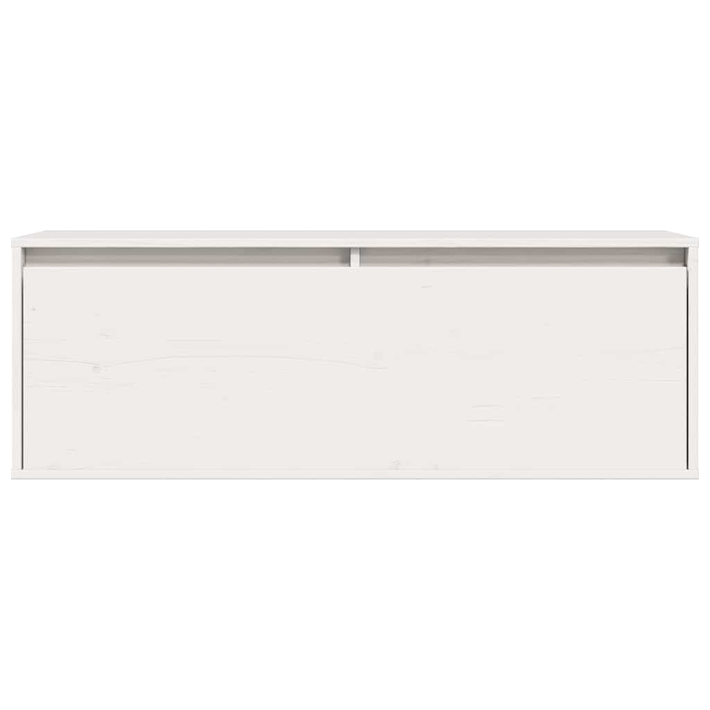Wall Cabinet White 100x30x35 cm Solid Wood Pine