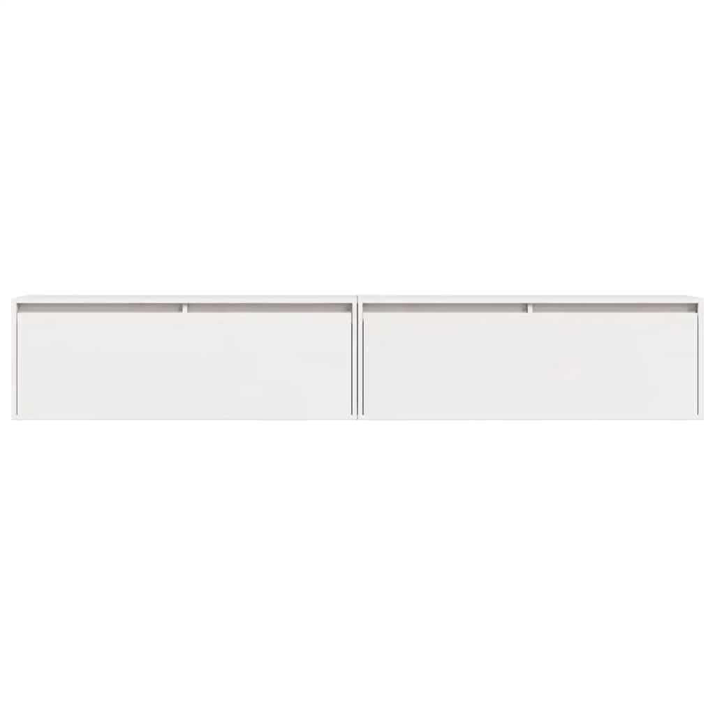 Wall Cabinets 2 pcs White 100x30x35 cm Solid Wood Pine
