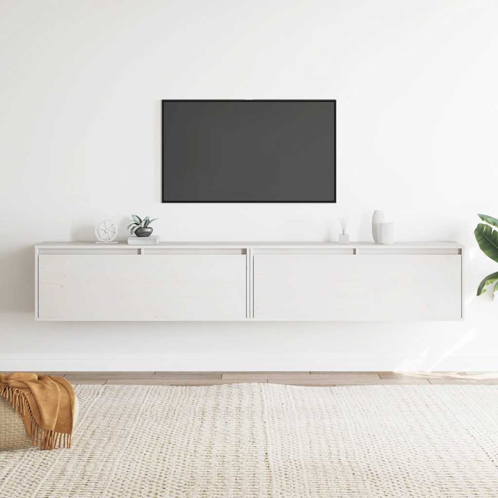Wall Cabinets 2 pcs White 100x30x35 cm Solid Wood Pine