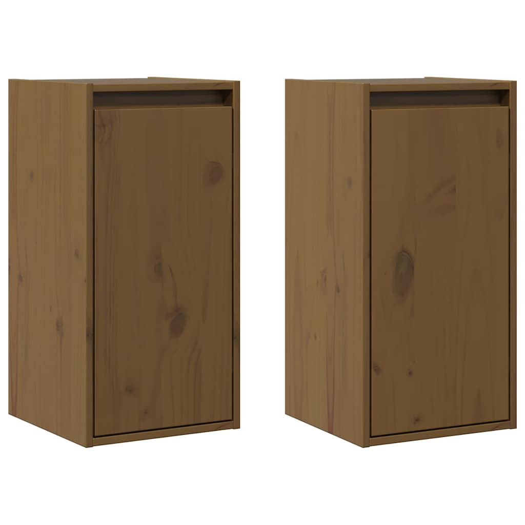Wall Cabinets 2 pcs Honey Brown 30x30x60 cm Solid Wood Pine