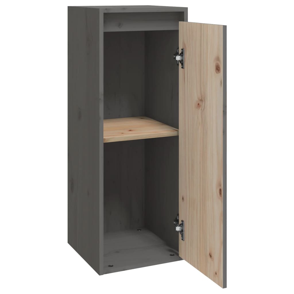 Wall Cabinet Grey 30x30x80 cm Solid Wood Pine