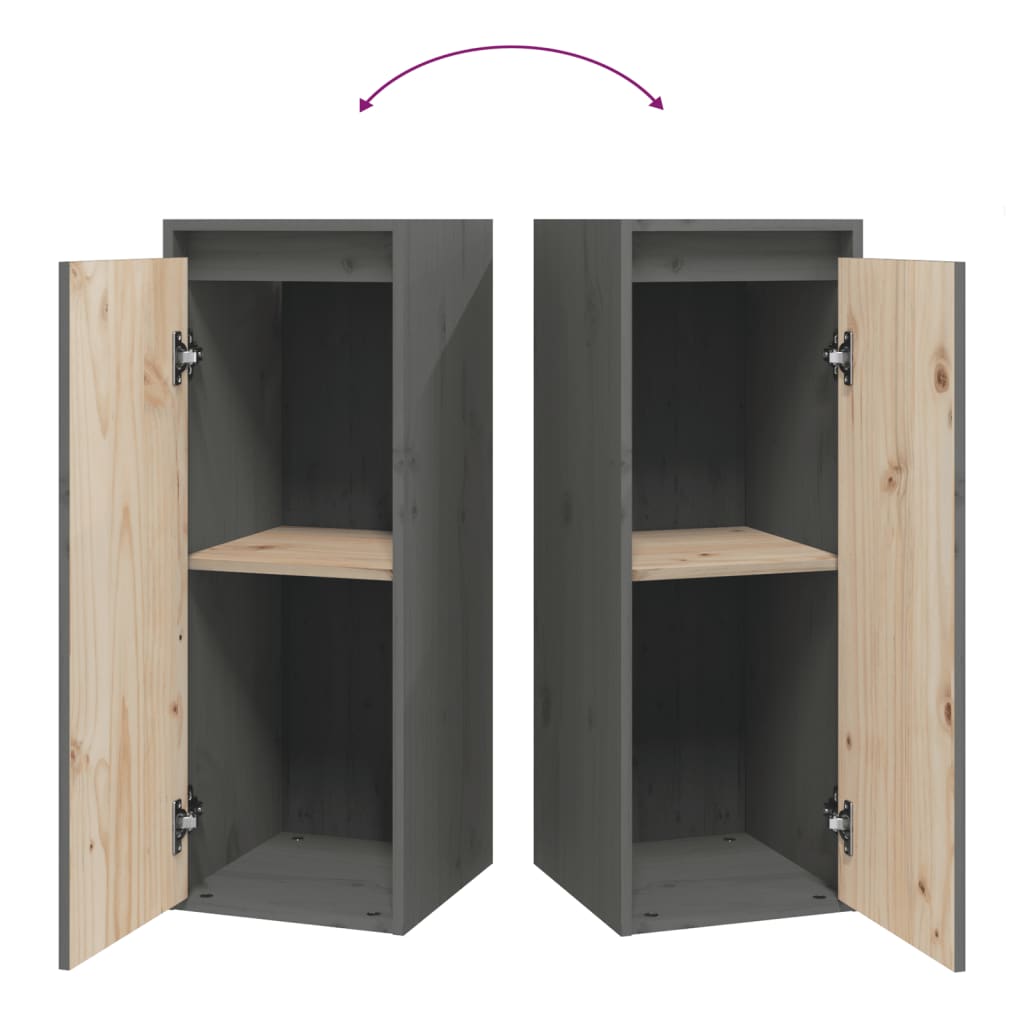 Wall Cabinet Grey 30x30x80 cm Solid Wood Pine