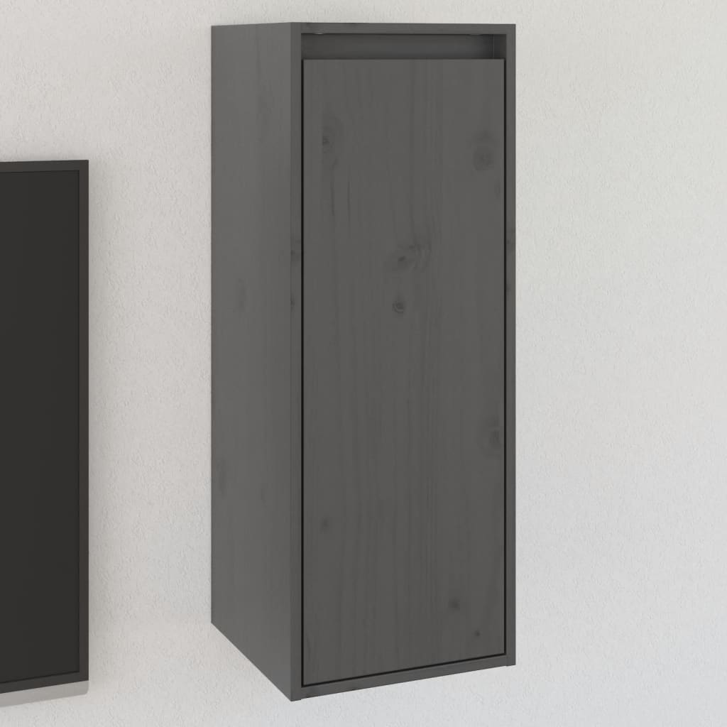 Wall Cabinet Grey 30x30x80 cm Solid Wood Pine